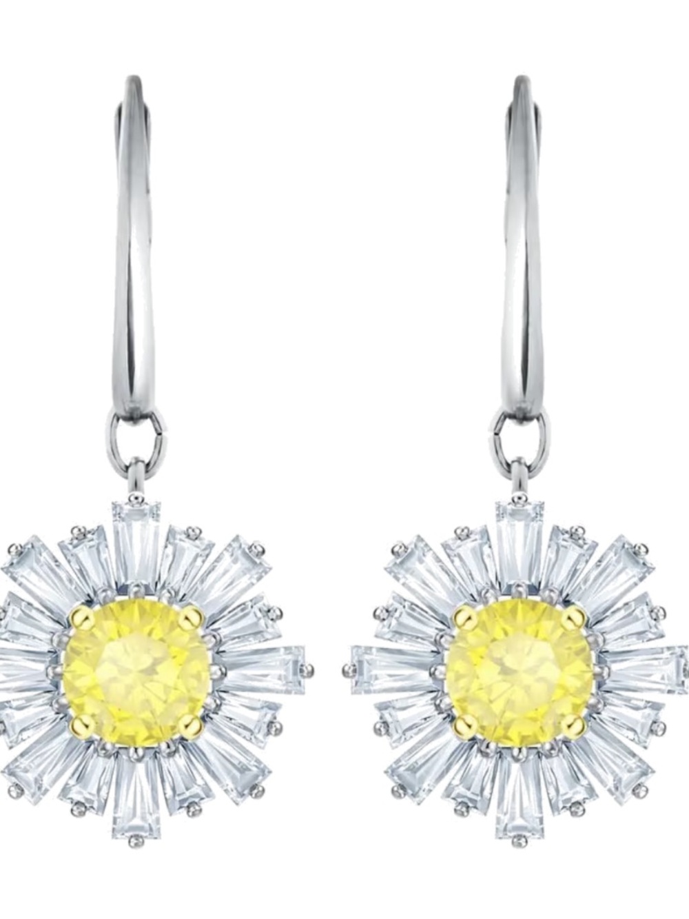 Last One - Swarovski Sunshine Pierced Earrings, White, Rhodium plating - Picture 2 of 15